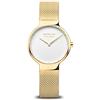 BERING 15531-334 Orologio da donna al quarzo, orologio da polso con cassa in acciaio inossidabile color oro da 31 mm e quadrante bianco, cinturino in maglia milanese, vetro zaffiro, 5 ATM