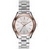 Michael Kors Orologio Slim Runway da donna, Movimento al quarzo a tre lancette da 33 mm con cinturino in acciaio inossidabile, Tono argento e tono oro rosa