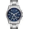 Armani Exchange Orologio da uomo con cronografo al quarzo, cassa in acciaio inossidabile da 45 mm e bracciale in acciaio inossidabile, AX2509, Tono argento e blu