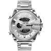 Diesel Mega Chief Orologio da Uomo Movimento Digitale o Cronografo, Acciaio Inossidabile con Cassa da 51 mm e Cinturino in Acciaio Inossidabile o in Pelle, D'argento