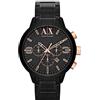 Armani Exchange Orologio per uomo, movimento cronografo al quarzo e cassa da 49 mm con cinturino in acciaio inossidabile, Nero e oro rosa