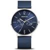 BERING 14240-303 Orologio da uomo al quarzo, orologio da polso con cassa in acciaio inossidabile color argento da 40 mm e quadrante blu, cinturino in maglia milanese, vetro zaffiro, 3 ATM