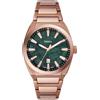 Fossil Orologio Everett da uomo, Movimento al quarzo con data a tre lancette e cinturino in pelle o acciaio inossidabile, 42 mm, Verde smeraldo