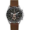 Fossil Orologio Decker Uomo, movimento cronografo al quarzo, cassa in acciaio inossidabile da 44 mm con cinturino in pelle, CH2885, Marrone