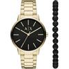 Armani Exchange Orologio da uomo, Movimento al quarzo a tre lancette e cassa da 42 mm con cinturino in acciaio, Set oro e nero