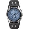 Fossil Orologio Coachman da uomo, movimento cronografo al quarzo, cassa in acciaio inossidabile argentato da 45 mm con cinturino in vera pelle, CH2564, Blu