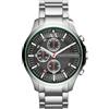 Armani Exchange Orologio per uomo, Movimento cronografo al quarzo e cassa da 46 mm con cinturino in acciaio, Tono argento e grigio
