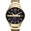Armani Exchange Orologio per uomo, Movimento al quarzo multifunzione e cassa da 44 mm con cinturino in acciaio, Tonalità oro e nero jet