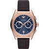 Emporio Armani Orologio da uomo, movimento cronografo, orologio in acciaio inossidabile con cassa da 43 mm, Oro Rosa Rose Gold, Oro Rosa e Blu, 43 mm, Tono oro rosa e blu scuro