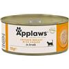 Applaws Lattine in Brodo per Gatti Adulti Umido Complementare 156g - Petto di Pollo con Formaggio - 12x156 gr