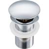 BALNEO Tappo per Lavello Universale Click Cone Pop-Up Cromato, Ottone, Antiruggine, 4 Guarnizioni, Guarnizione, Raccordo di Scarico, 66mm X G1 1/4, Senza Troppopieno, Clic A