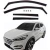 J&J AUTOMOTIVE GP Deflettori per Hyundai Tucson TL TLE 2015-2020, 4 pezzi | 4 deflettori GP per Hyundai Tucson TL TLE, policarbonato flessibile, finitura nera, canale del finestrino.