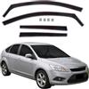 J&J AUTOMOTIVE GP Deflettori per Ford Focus 2 4 Berlina 2005-2010, 4 pezzi | 4 deflettori GP per Ford Focus 2 4/5-Porte Berlina, policarbonato flessibile, finitura nera, canale del finestrino.