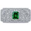 Bling Jewelry Rosso Verde Simulato Smeraldo Rubino Aaa Cz Rettangolo Filigrana Arte Deco Classico Stile Vintage Spilla Per Donne Placcato Argento