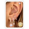 BodyBonita Set Orecchini Donna 8 Paia,Orecchini a Cerchio Anallergici Placcati Oro 16K Perni Piatti con Zirconi,Ear Jacket Lobo Cartilagine Ipoallergenici Cerchietti Piccoli Confezione Regalo