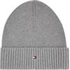 Tommy Hilfiger Uomo Berretto in Maglia Flag Cotton Beanie con Cachemire, Multicolore (Mid Grey Heather), Taglia Unica