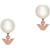 Emporio Armani Orecchini da donna in acciaio inossidabile o semi-preziosi con chiusura push back, Oro e bianco, Tono oro rosa e bianco