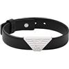 Emporio Armani - Bracciale con piastrina da uomo in pelle nera, EGS2985040