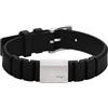 Emporio Armani Bracciale con piastrina da uomo in acciaio e silicone nero, EGS3079040