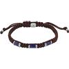 Fossil Bracciale da uomo tutto impilato, bracciale a stazione in sodalite, lunghezza: 250 mm, larghezza: 8 mm, JF04470040, Marrone e Blu
