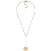 Fossil Collana da donna in acciaio inossidabile con chiusura a moschettone, tono oro, con ciondolo rotondo