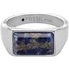 Fossil Anelli da uomo in acciaio inox con sigillo, Blu e argento, 8