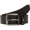 Tommy Hilfiger Uomo Cintura Denton con Bandiera in Pelle, Marrone (Testi Di Moro), 80 cm
