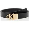 Calvin Klein Donna Cintura Monogram Plaque Buckle 2,5 cm Reversibile, (Black/Ck Light Gold), 90 cm
