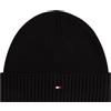Tommy Hilfiger Uomo Berretto in Maglia Flag Cotton Beanie con Cachemire, Nero (Black), Taglia Unica