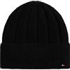 Tommy Hilfiger Donna Berretto in Maglia Flag Fluffy Berretto, Nero (Black), Taglia Unica