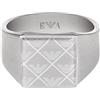 Emporio Armani Anelli con sigillo da uomo in acciaio inossidabile, Argento chiaro