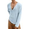 YOSUWOAI Maglietta da uomo a maniche lunghe con scollo a V profondo, tinta unita, basic, scollo a V, slim fit, elasticizzata, a maniche lunghe, leggera, sottile