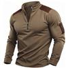 Generisch Camicia da uomo Tactical Combat a maniche lunghe con zip e collo a scomparsa, felpa camouflage Flecktarn slim fit, per paintball, airsoft, esercito, Bundeswehr, t-shirt militare, uniforme