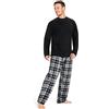 CityComfort Pigiama Uomo Invernale di Pile (Nero a Quadri, 2XL)