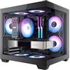 darkFlash ITX Case PC, Case Computer con 3 Ventole PWM ARGB Preinstallate, Case ITX in Vetro Temperato Doppio a Vista Completa, Dimensioni Ridotte, Supporta AIO da 240 mm (C275P) (Nero)