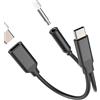 HOYULLI Adattatore per cuffie da USB C a 3,5 mm 2 in 1 per iPhone 16 15 Pro Max per iPad per Apple compatibile con Samsung tipo C cavo di ricarica adattatore AUX audio dongle cuffie connettore auto Android