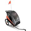 kk Kinderkraft Kinderkraft NAVA 3 in 1, Rimorchio per bambini, Passeggino, Jogger, Carrozzina, Rimorchio per bicicletta, per uno o due bambini, 2x22 kg, Parapioggia, Protezione dagli insetti, Arancione