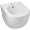 BALNEO Bidet Sospeso, WC Sospeso con Doccia, Senza Brida, Rubinetto, Bidet a Parete con Set di Montaggio, Ceramica, Vano Batteria, Troppopieno, Moderno WC ASOX Bianco, Adatto per BALNEO WC Sospeso