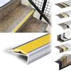 KARAT Profili per gradini in alluminio antiscivolo con materiale di montaggio, profili angolari Powergrip in gomma gialla, 1340 x 42 x 20 mm, preforati