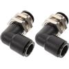 PLAFOPE Raccordo Passaparete per Tubo Aria 8mm, Innesto Rapido a Gomito, Rame Nichelato, 2 Pezzi per Impianti Pneumatici