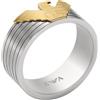 Emporio Armani Anello a fascia da uomo in acciaio bicolore, EGS3076040, 10, Argento pastello
