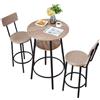 VEVOR Set Mobili da Bar Tavolo Sedie da Cucina 3 Pezzi con 2 Sgabelli da 350 x 420 x 920 mm, Tavolo da Pub Rotondo da 900 x 900 x 910 mm, Adatto per Ufficio, Sala da Pranzo, Stile Industriale