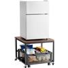 VEVOR Mini Portafrigo Portafrigo con Capacità di carico di 90 kg, Tavolino da Frigo con Carrello Mobile e Ruote Girevoli, Portafrigo per Bevande per Caffè Bar Appartamento Marrone Scuro