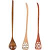 QTFYE Cucchiai per mescolare - Cucchiai per mescolare con design a d'ape da 3 pezzi | Cucchiai agitatori per miele in legno | Cucchiaio per miele con bastoncino per miscelare con manico lungo