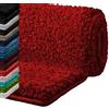 casa pura Tappeto Bagno Antiscivolo - Tappeti per Bagno Assorbenti, Shaggy - Spessore Alto e Morbido in 16 tonalità Tinta Unita e Varie Misure - 60x100 cm - Rosso
