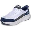 Skechers Slip da uomo Contour Foam Cozy Fit, Bianco/blu navy, 10.5 Wide
