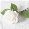Blausky 1 pezzo di rose artificiali in flanella, 51 cm, Single Long Stem Fake Rose, fiori realistici, bouquet da sposa, rose artificiali, per giardino, feste, hotel, ufficio, bianco