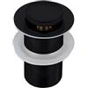 BALNEO Tappo per Lavello Universale Click Cone Pop-Up Nero, Ottone, Antiruggine, 4 Guarnizioni, Guarnizione, Raccordo di Scarico, 61mm X G1 1/4, Senza Troppopieno, Click B