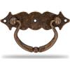 Amig - Maniglia per Mobili Orizzontale - Modello 1003 - Acciaio - Ferramenta Rustica - 100 x 31 mm - Con Anello e Placca Liscia - Finitura: Cuoio