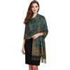 PASKMLNA Scialle pashmina reversibile Paisley Wrap colori eleganti, Paisley floreale verde acqua, L